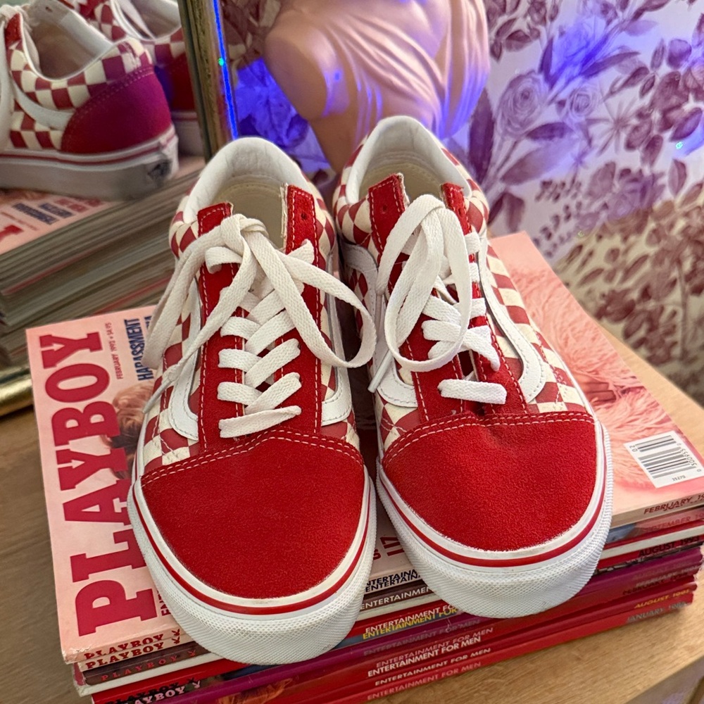 Vans Old Skool Red Checkerboard Low Top Sneakers